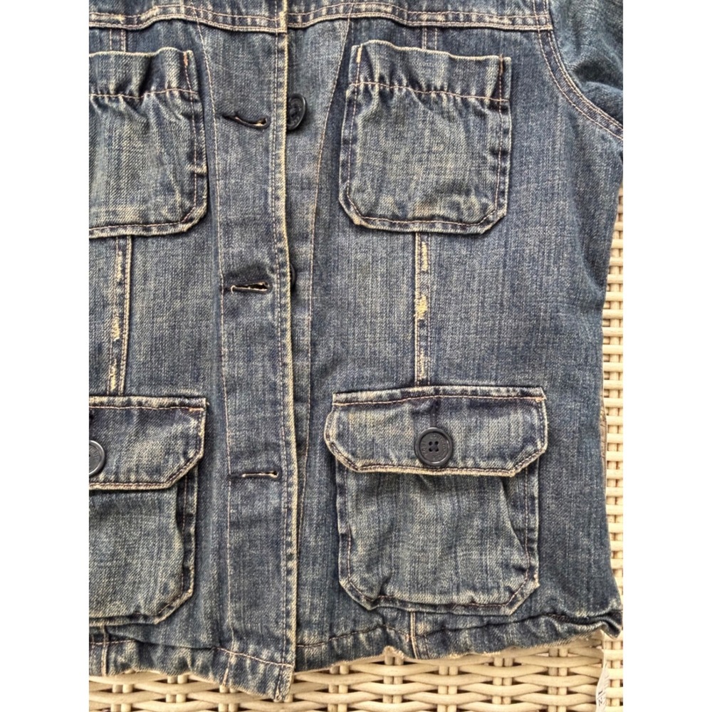 Abercrombie Denim Shearling‎ Collar Quilted Lining Jacket Large Y2K vintage jean - Picture 10 of 11